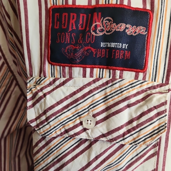 4XL Phat Farm Red and White Striped Button Down Shirt - Picture 4 of 8